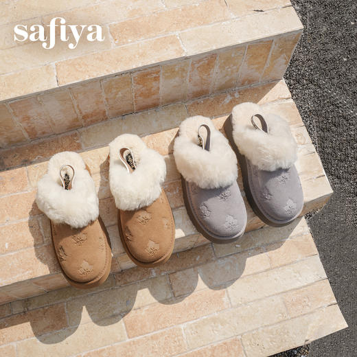 预售|Safiya/索菲娅2025时尚包头加绒厚底百搭懒人外穿休闲毛毛拖鞋SFD4110042 商品图0