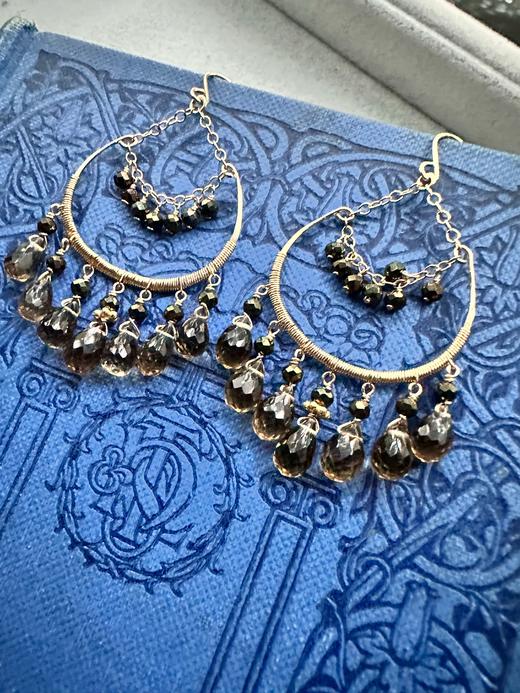 SpoiledBrat Jewelry Carol系列 | 茶晶 咖色尖晶石耳环 商品图5