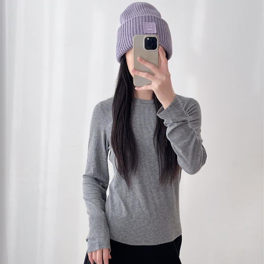 基础款纯色圆领亲肤舒适显瘦百搭天丝羊毛长袖T恤上衣 商品图1