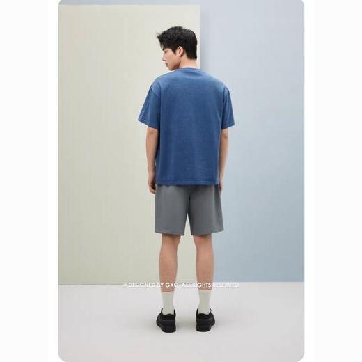 25夏季品 GXG男装字母小标时尚休闲深蓝色圆领短袖T恤 商品图2