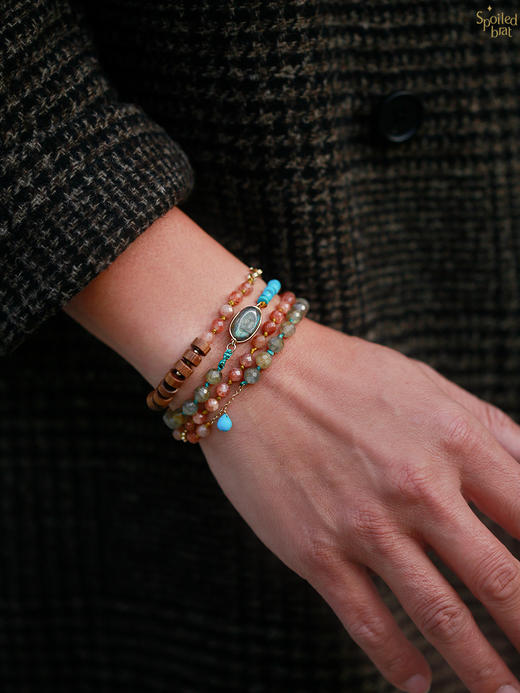 SpoiledBrat Jewelry 太阳石/斜长石/绿松石男女同款的长链 项链 商品图3