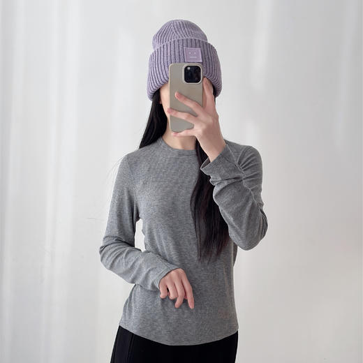 基础款纯色圆领亲肤舒适显瘦百搭天丝羊毛长袖T恤上衣 商品图3