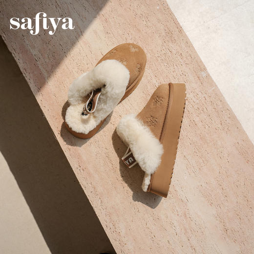 预售|Safiya/索菲娅2025时尚包头加绒厚底百搭懒人外穿休闲毛毛拖鞋SFD4110042 商品图3