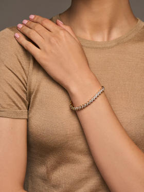 订购8周到｜Lili Claspe-Lyra Pavé-金色 锆石 手链［美国设计师］