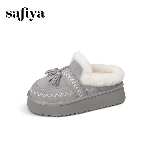 预售|Safiya/索菲娅2025冬季流苏百搭厚底低帮休闲外穿保暖毛毛雪地靴SFD4110045 商品图11