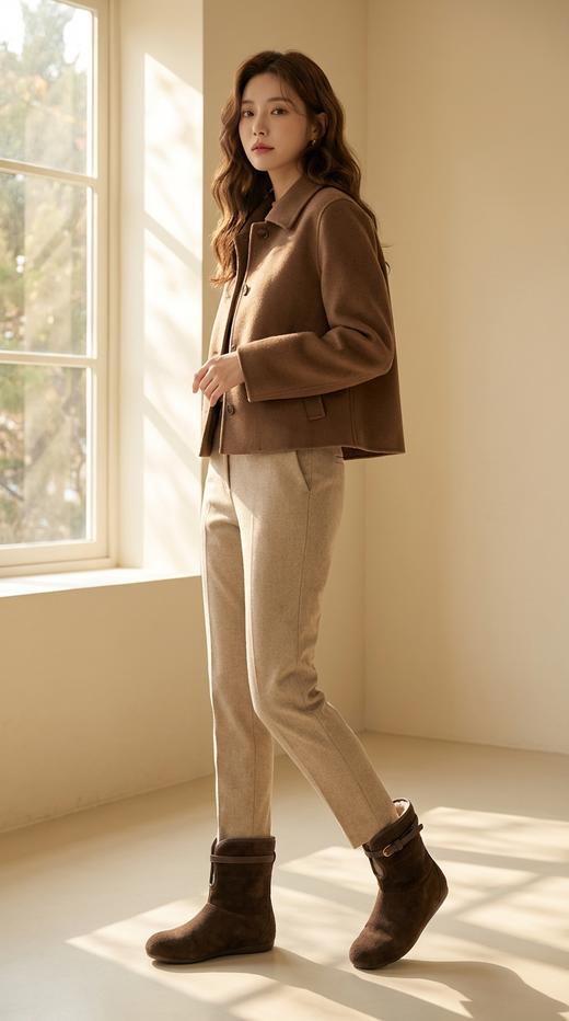 西村名物2025年冬季新款厚底防滑舒适毛绒内地雪地靴毛毛鞋X25DS40141 商品图3