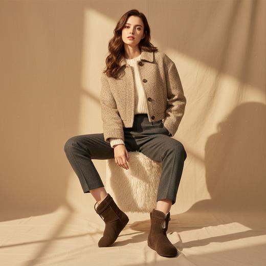 西村名物2025年冬季新款厚底防滑舒适毛绒内地雪地靴毛毛鞋X25DS40141 商品图1