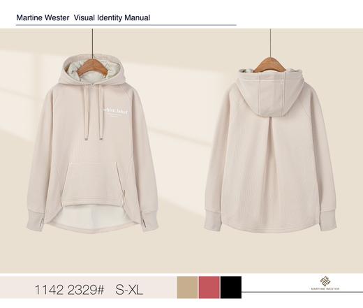 Martine Wester 女华夫复合格摇粒绒宽松连帽卫衣11422329 商品图5