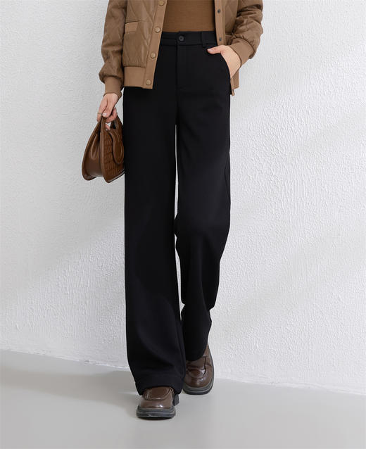 L1臣禾	【加绒直筒裤】百搭通勤黑色休闲裤	JZ254060375 商品图1