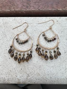 SpoiledBrat Jewelry Carol系列 | 茶晶 咖色尖晶石耳环