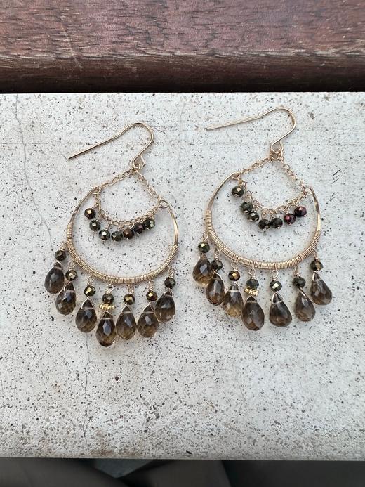 SpoiledBrat Jewelry Carol系列 | 茶晶 咖色尖晶石耳环 商品图0