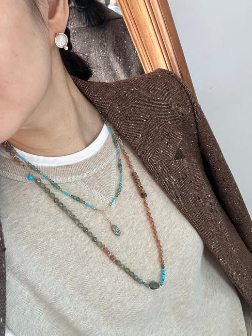 SpoiledBrat Jewelry 太阳石/斜长石/绿松石男女同款的长链 项链 商品图8