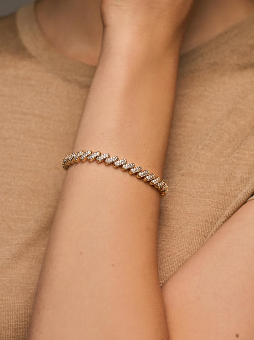 订购8周到｜Lili Claspe-Lyra Pavé-金色 锆石 手链［美国设计师］ 商品图3