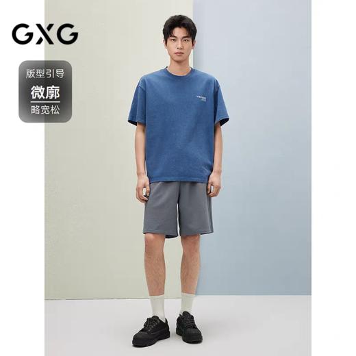 25夏季品 GXG男装字母小标时尚休闲深蓝色圆领短袖T恤 商品图0