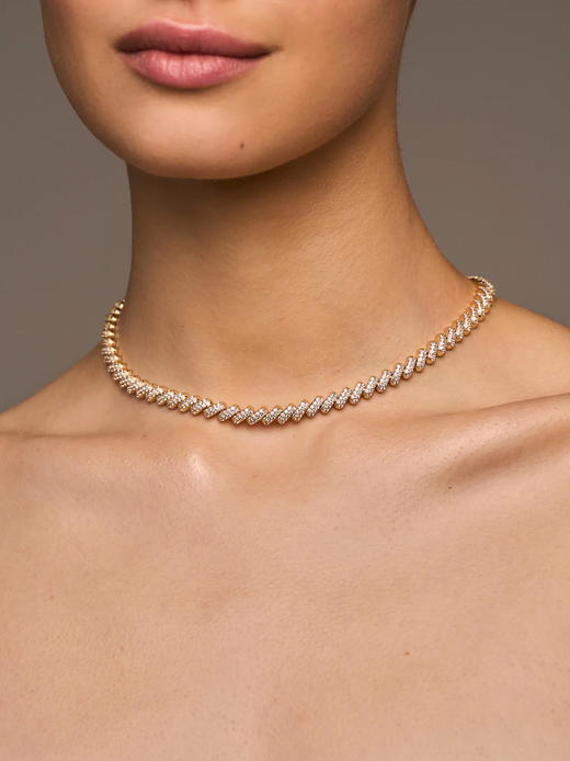 北京仓｜Lili Claspe-Lyra Pavé-金色 锆石 项链［美国设计师］ 商品图3