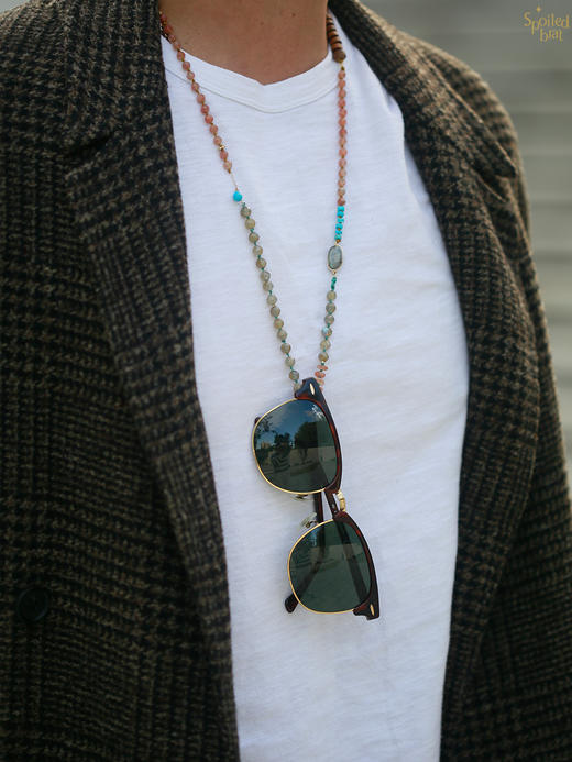 SpoiledBrat Jewelry 太阳石/斜长石/绿松石男女同款的长链 项链 商品图2