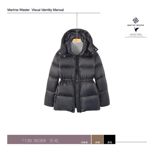 Martine Wester女式日本帝人10D超薄羽绒面料中长款可脱卸帽鹅绒服 11383638 商品图3