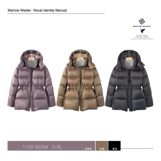 Martine Wester女式日本帝人10D超薄羽绒面料中长款可脱卸帽鹅绒服 11383638 商品图0