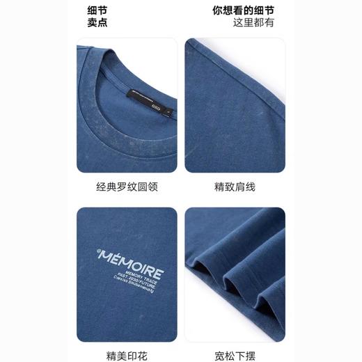 25夏季品 GXG男装字母小标时尚休闲深蓝色圆领短袖T恤 商品图5