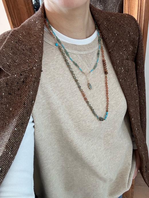 SpoiledBrat Jewelry 太阳石/斜长石/绿松石男女同款的长链 项链 商品图7