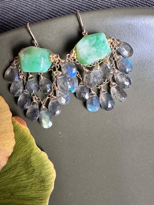 SpoiledBrat Jewelry Chandelier系列 | 澳洲玉斜长石吊灯耳环 商品图0