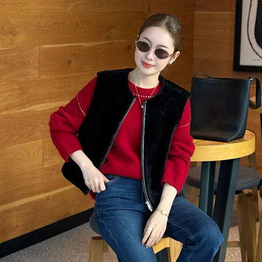 【预售7天】良木礼皮毛一体马甲（D25102699） 商品图2