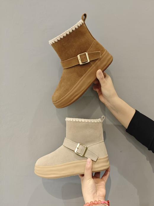 西村名物2025年冬季新款厚底防滑舒适保暖毛绒内里毛毛鞋雪地靴X25DS49971 商品图6