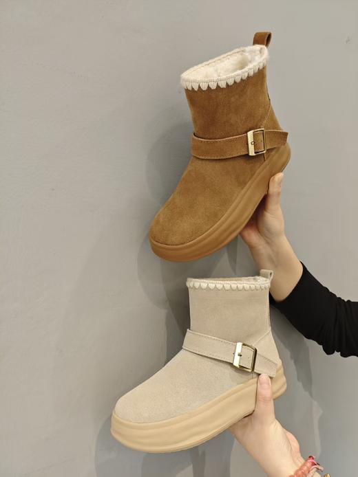 西村名物2025年冬季新款厚底防滑舒适保暖毛绒内里毛毛鞋雪地靴X25DS49971 商品图7