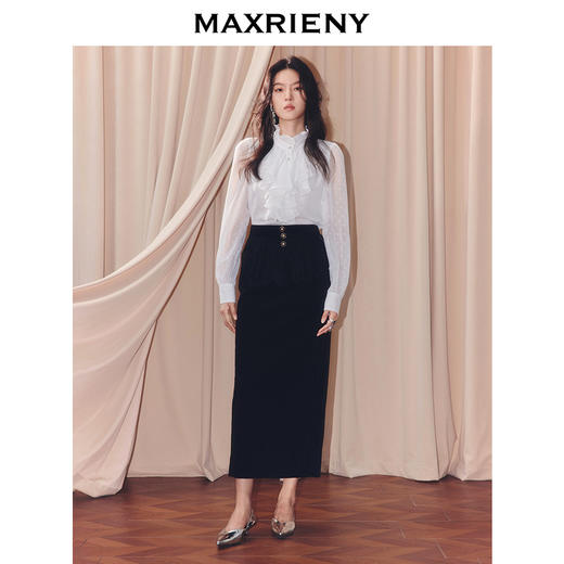 玛克门店发货：MAXRIENY宫廷复古荷叶边领衬衫(货号:MF86TP514) 商品图0