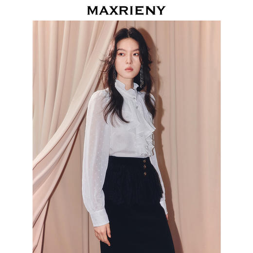 玛克门店发货：MAXRIENY宫廷复古荷叶边领衬衫(货号:MF86TP514) 商品图1