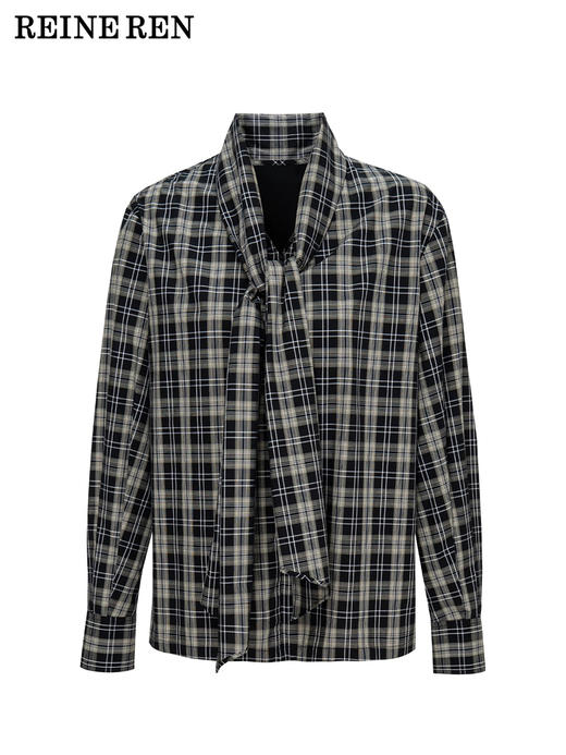 围巾领褶皱衬衫 商品图1