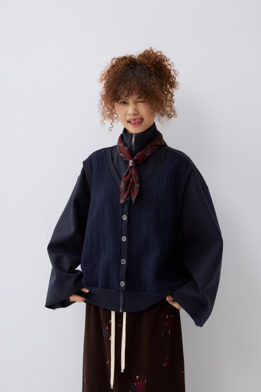 假两件拼接设计高领卫衣外套 商品图0