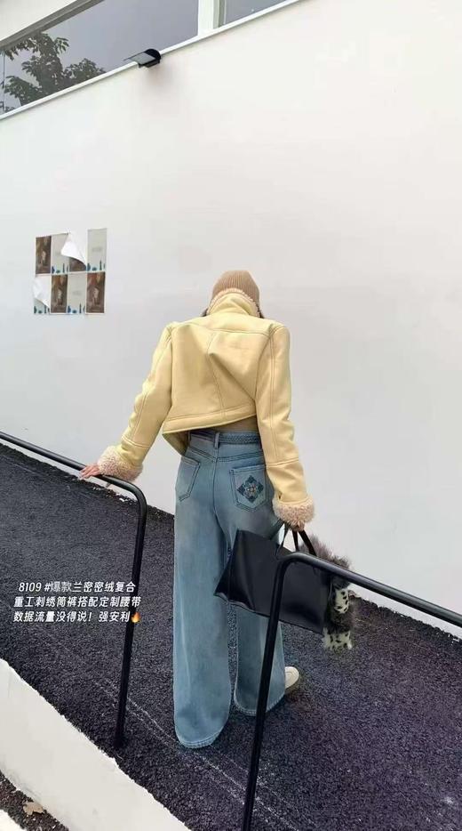 女王节抢购价-不支持退（清）【自营】🔥🔥🔥加绒厚款【自营爆款牛仔】8109密密绒重工刺绣筒裤浅色系牛仔-喜出 商品图1