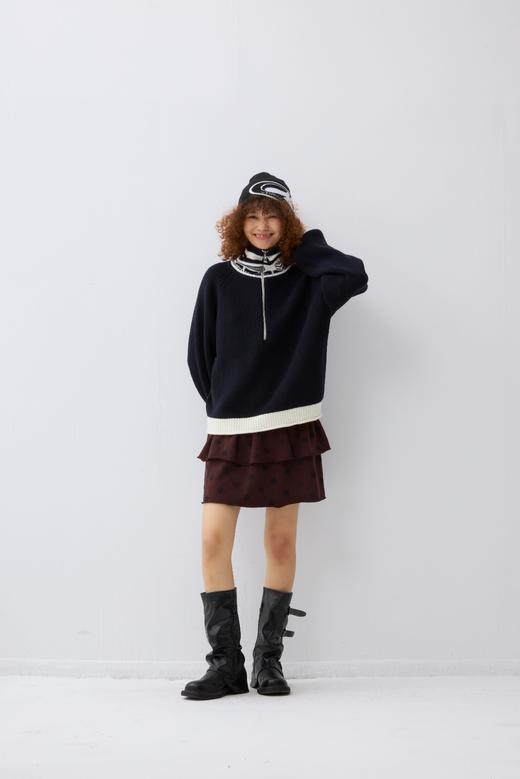 设计感高领半拉链宽松毛衣外套 商品图0