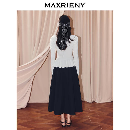 MAXRIENY法式复古v领针织外套25秋收腰修身长袖上衣名媛早秋穿搭(货号:MF86JA515) 商品图3