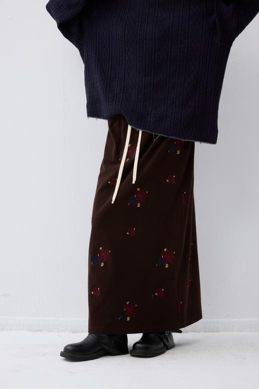 花朵刺绣A字长半裙 商品图0