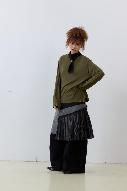 多穿领口天丝羊毛长袖T恤 商品图1