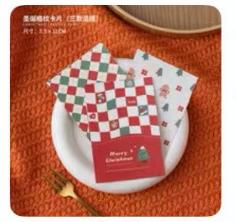 圣诞节饼干包装袋3款混搭圣诞格纹卡片/48个*1包 商品图0