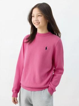 【清仓价】不参与退换 -100%羊毛 玫粉色大童羊毛针织衫喜出