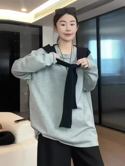 【清仓价】不参与退换 -中长连帽假两件连帽披肩款长袖小衫-喜出 商品图2