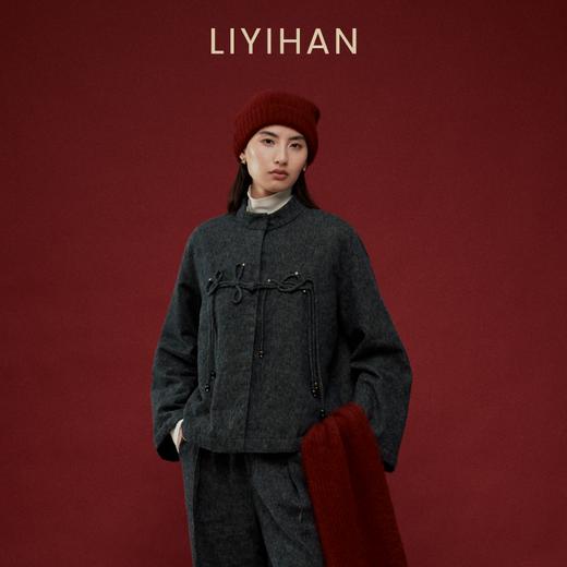 LIYIHAN写意集 2025冬新款国风棉麻盘扣外套女灰色夹棉小众设计感 商品图1