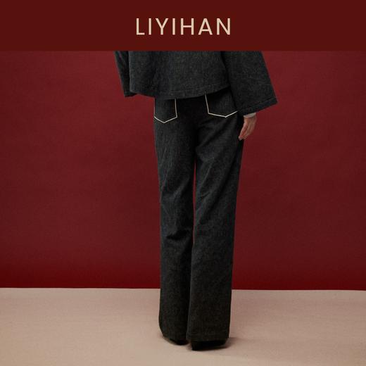 LIYIHAN写意集 2025冬季新款棉麻休闲直筒裤灰色女裤子小众设计感 商品图4