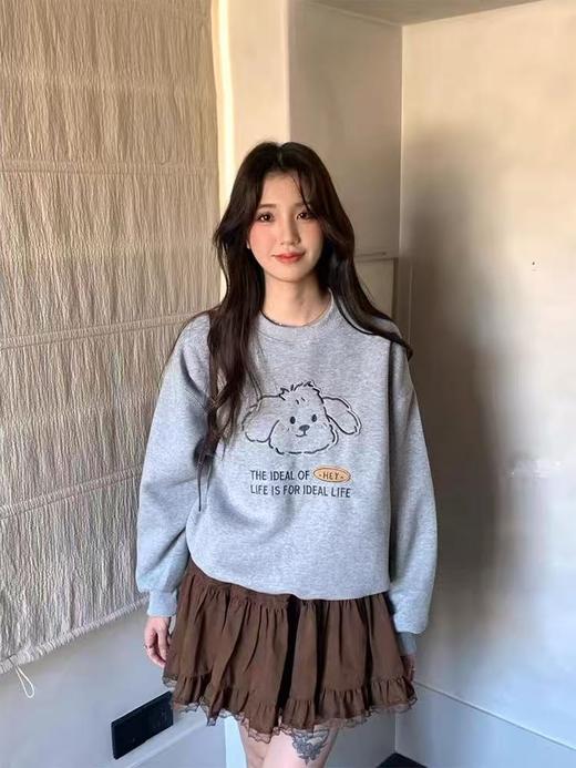 清了！清！不支持退货【自营】【工艺卫衣】egg品牌爆款～重工刺绣～趣味狗狗宽松短款卫衣-喜出 商品图2