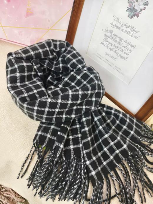 MH竹纤维女士时尚小格子流苏围巾67108 商品图2