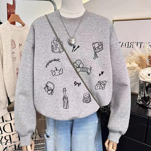 清了！清！不支持退货【自营】【工艺卫衣】egg品牌爆款～重工刺绣～重工蛋糕刺绣宽松短款卫衣-喜出 商品图4