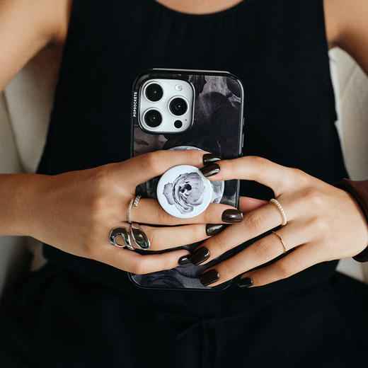 【蕾丝花序】暗夜花序·MagSafe圆啪嗒 MAGSAFE磁吸手机气囊支架 Round圆啪嗒系列 黑色 商品图1
