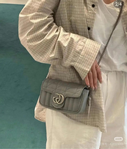 GUCCI 双g 马蒙 灰色 mini 斜挎包 商品图2