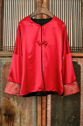 盛唐牡丹 | 丝毛拼八达晕纹宋锦外套