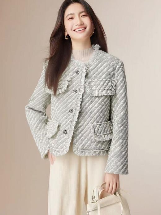 【清仓特卖】诗系列～2370小香风灰色短款外套-喜出 商品图2