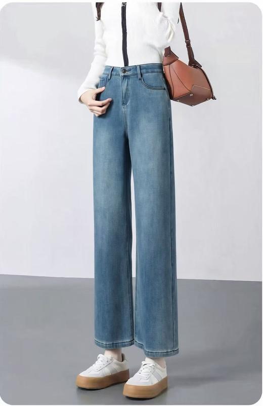 🔥🔥【2025爆款牛仔】波浪边口袋密密绒～6883窄版小个子气质冬季加绒牛仔直筒裤-喜出 商品图3